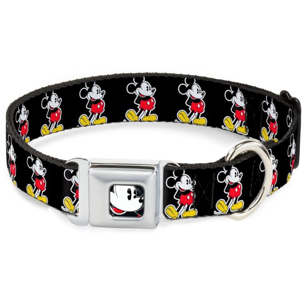 Classic Mickey Mouse Face CLOSE-UP Full Color Seatbelt Buckle Collar - Classic Mickey Mouse Pose Black For Discount