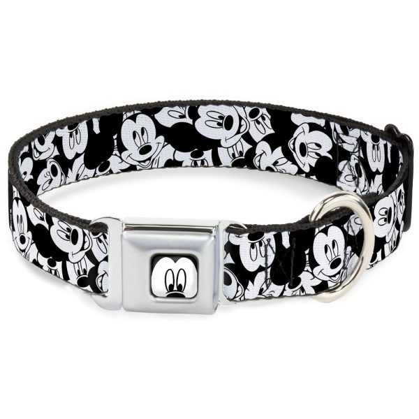 Mickey Mouse Face CLOSE-UP Full Color White Black Seatbelt Buckle Collar - Mickey Mouse Expressions Stacked White Black Online Sale