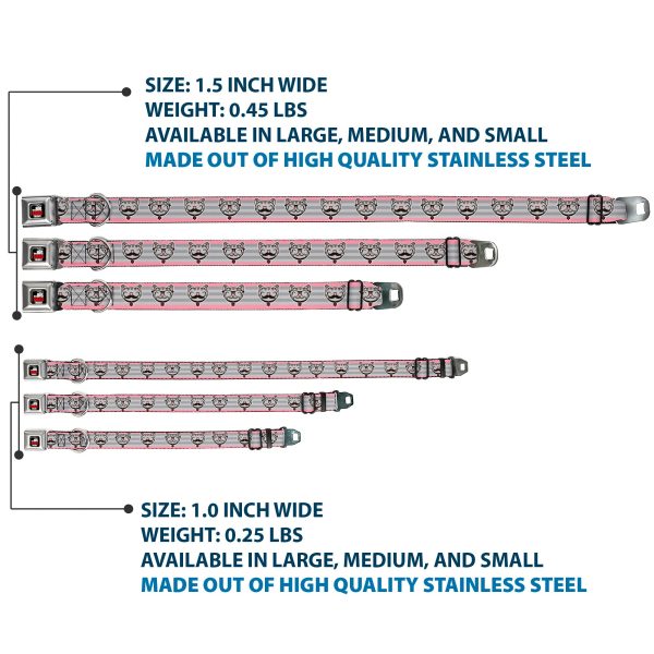 THE BIG BANG THEORY Full Color Black White Red Seatbelt Buckle Collar - Soft Kitty Nerd Mustacho Expressions Stripe Grays on Sale - Image 3