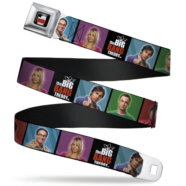 THE BIG BANG THEORY Full Color Black White Red Seatbelt Belt - BBT Character Blocks w Logo Webbing For Cheap