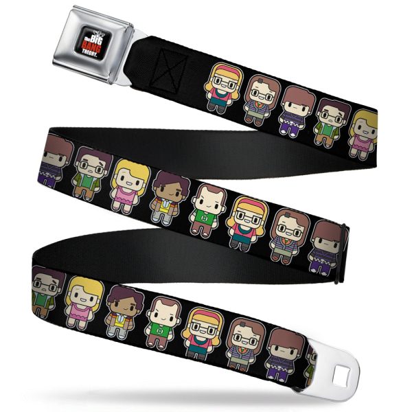 THE BIG BANG THEORY Full Color Black White Red Seatbelt Belt - Big Bang Theory Chibi Characters Black Webbing Online