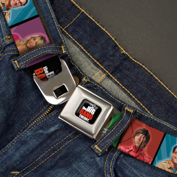 THE BIG BANG THEORY Full Color Black White Red Seatbelt Belt - BBT Character Blocks w Logo Webbing For Cheap - Image 2