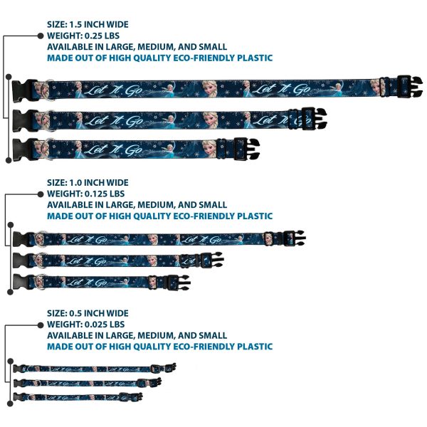 Plastic Clip Collar - Elsa the Snow Queen Poses Snowflakes LET IT GO Blues White Hot on Sale - Image 3