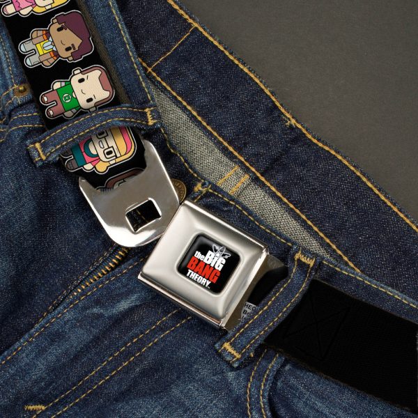 THE BIG BANG THEORY Full Color Black White Red Seatbelt Belt - Big Bang Theory Chibi Characters Black Webbing Online - Image 2