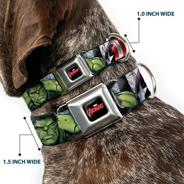 MARVEL AVENGERS Logo Full Color Black Red White Seatbelt Buckle Collar - Marvel Avengers 4-Superhero Poses CLOSE-UP Sale - Image 2