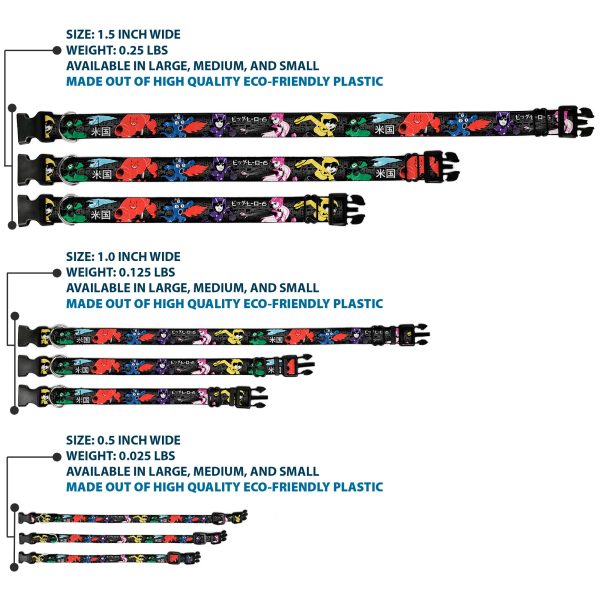 Plastic Clip Collar - Big Hero 6 Group Action Pose Name Blocks Black Gray Multi Color Online now - Image 3
