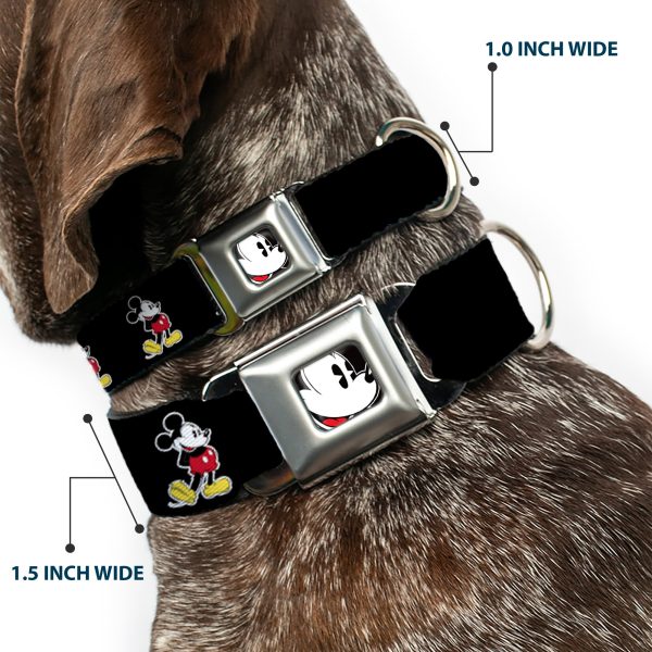 Classic Mickey Mouse Face CLOSE-UP Full Color Seatbelt Buckle Collar - Classic Mickey Mouse Pose Black For Discount - Image 2