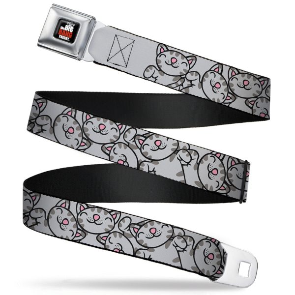 THE BIG BANG THEORY Full Color Black White Red Seatbelt Belt - Soft Kitty Poses Webbing Online now