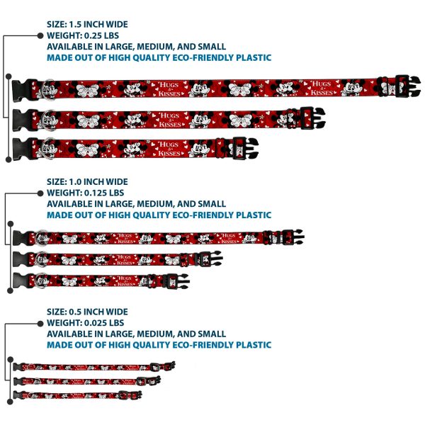 Plastic Clip Collar - Mickey & Minnie HUGS & KISSES Poses Reds White Sale - Image 3