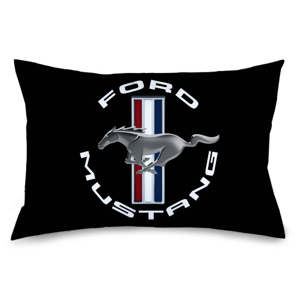Pillowcase - STANDARD - FORD MUSTANG Tri-Bar Logo Black White Silver Red Blue Cheap