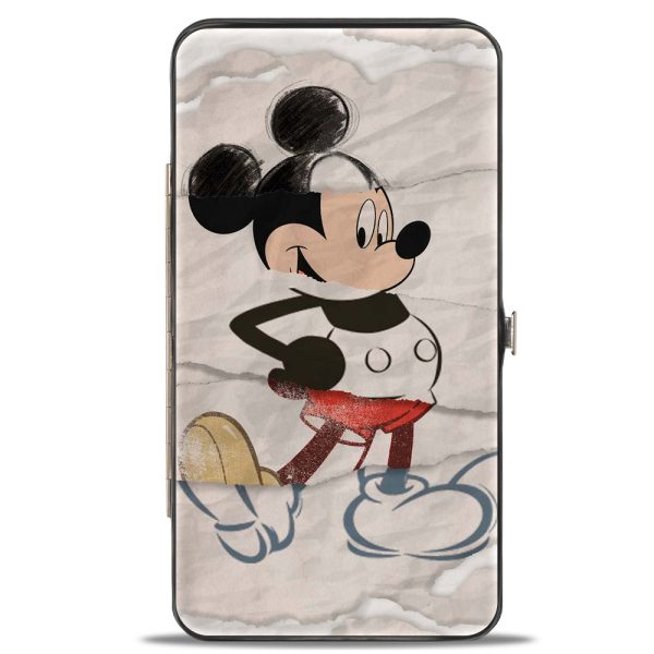 Hinged Wallet - Mickey Mouse Standing Pose Modern + Retro Sketches Cheap