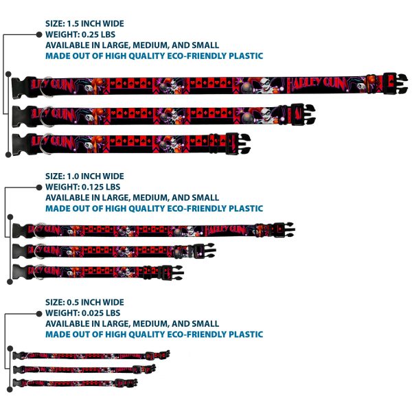 Plastic Clip Collar - HARLEY QUINN Bomb Poses Suits Black Purple Red on Sale - Image 3