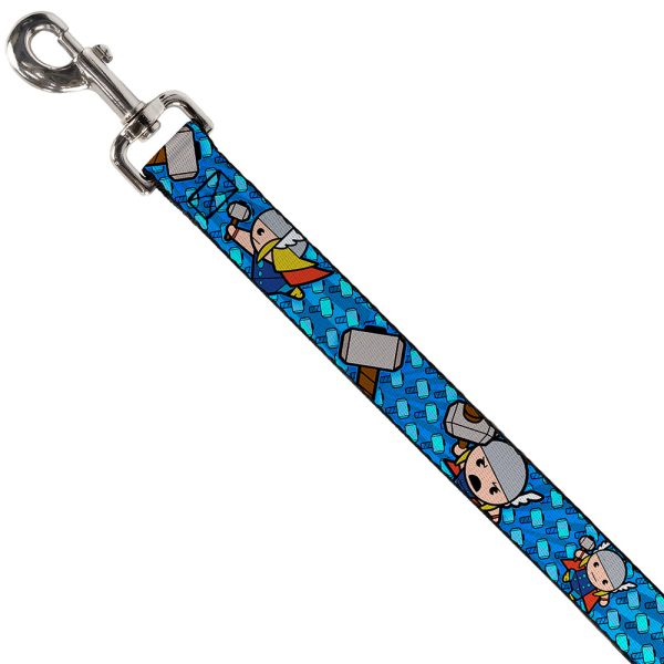 MARVEL UNIVERSE Dog Leash - Kawaii Thor Poses Hammer Monogram Blues Discount - Image 2