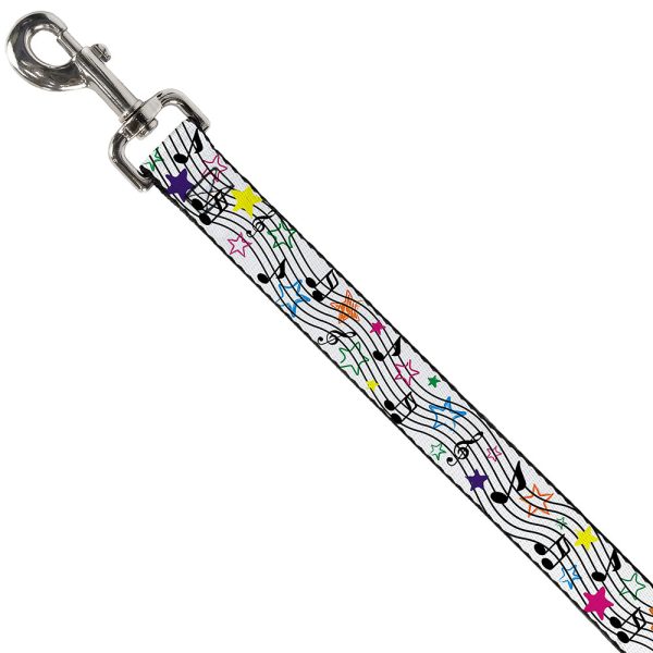 Dog Leash - Music Notes Stars White Black Multi Color Hot on Sale - Image 2