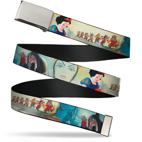 Chrome Buckle Web Belt - Snow White Dwarves Old Witch Evil Queen Scenes Webbing Online Hot Sale