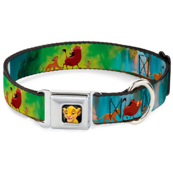 Simba2 CLOSE-UP Full Color Seatbelt Buckle Collar - Lion King Simba, Pumba & Timon Growing Up Supply