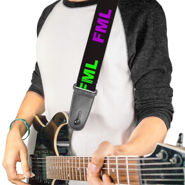 Guitar Strap - FML Black Yellow Green Purple For Cheap - Image 2