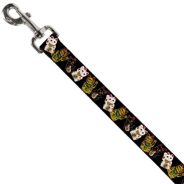 Dog Leash - Maneki Neko Lucky Cats Gold Black White Fashion - Image 2