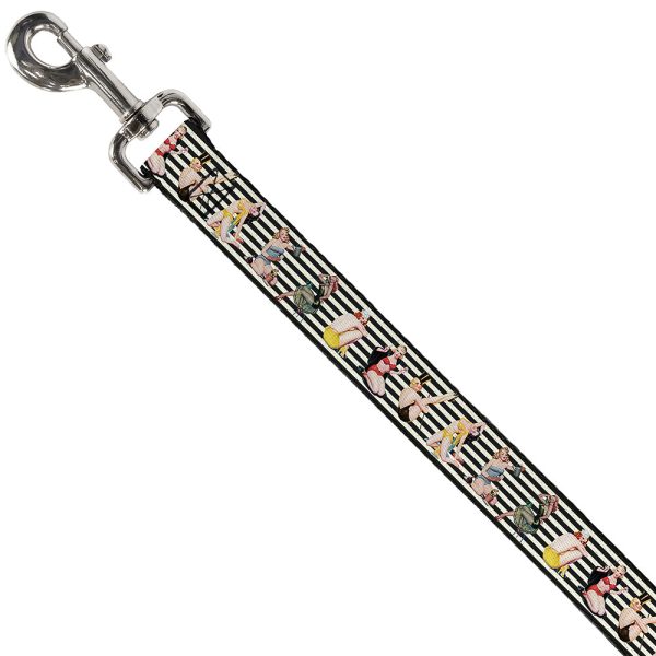 Dog Leash - Pin Up Girl Poses Stripe Black White For Discount - Image 2