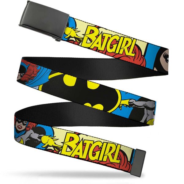 Black Buckle Web Belt - BATGIRL in Action w Face CLOSE-UP Webbing Sale