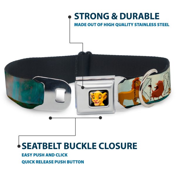 Simba2 CLOSE-UP Full Color Seatbelt Buckle Collar - Lion King Simba, Pumba & Timon Growing Up Supply - Image 4