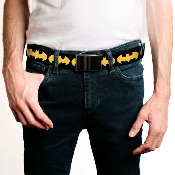 Black Buckle Web Belt - Bat Signal-1 Black Yellow Webbing Online - Image 2