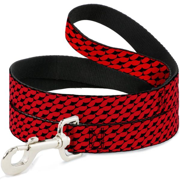Dog Leash - Mustache Monogram Black Red Cheap