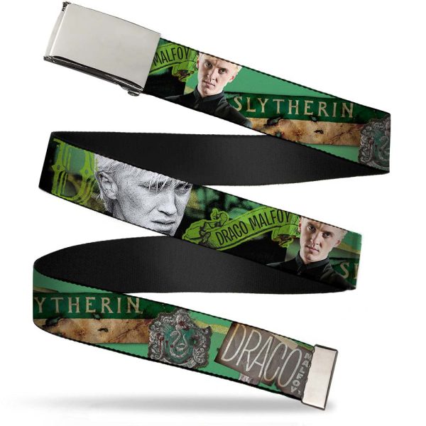 Chrome Buckle Web Belt - Draco Malfo Poses DRACO MALFO SLYTHERIN Webbing For Discount