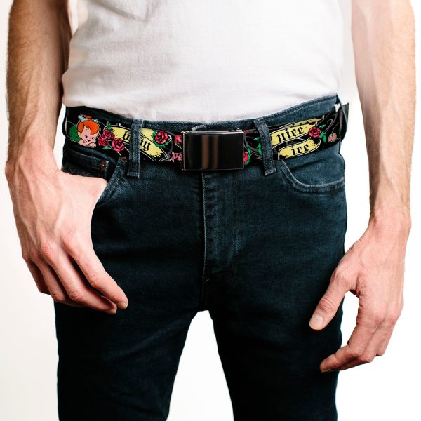 Chrome Buckle Web Belt - Pebbles Face Pose Tattoo Banners NICE ICE BABY Webbing Online Hot Sale - Image 2