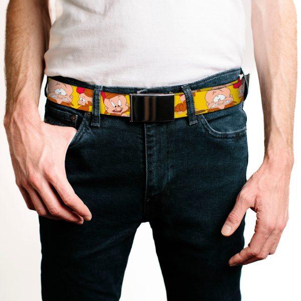 Chrome Buckle Web Belt - Elmer Fudd Expressions Yellow Webbing Cheap - Image 2
