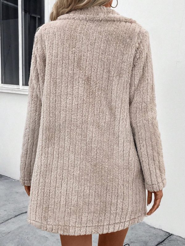 Hazel Blues® |  Fuzzy Button Up Long Sleeve Coat with Pockets For Cheap - Image 4
