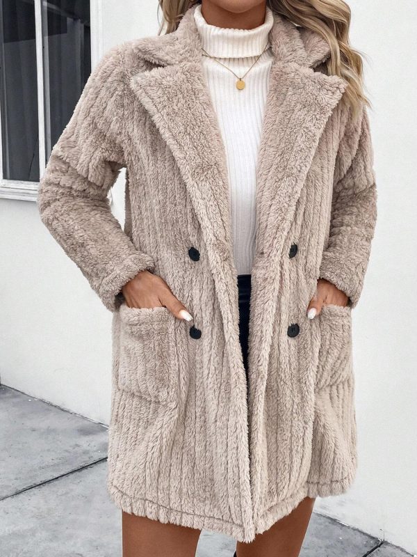 Hazel Blues® |  Fuzzy Button Up Long Sleeve Coat with Pockets For Cheap - Image 3