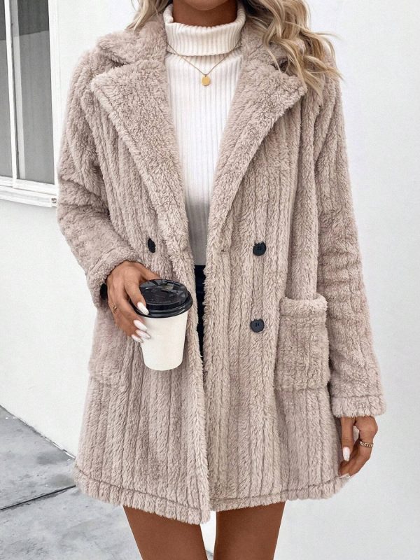 Hazel Blues® |  Fuzzy Button Up Long Sleeve Coat with Pockets For Cheap - Image 5