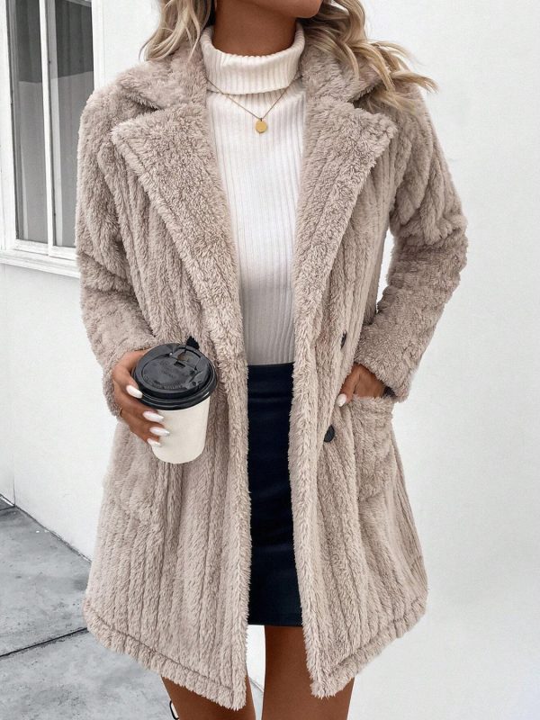 Hazel Blues® |  Fuzzy Button Up Long Sleeve Coat with Pockets For Cheap